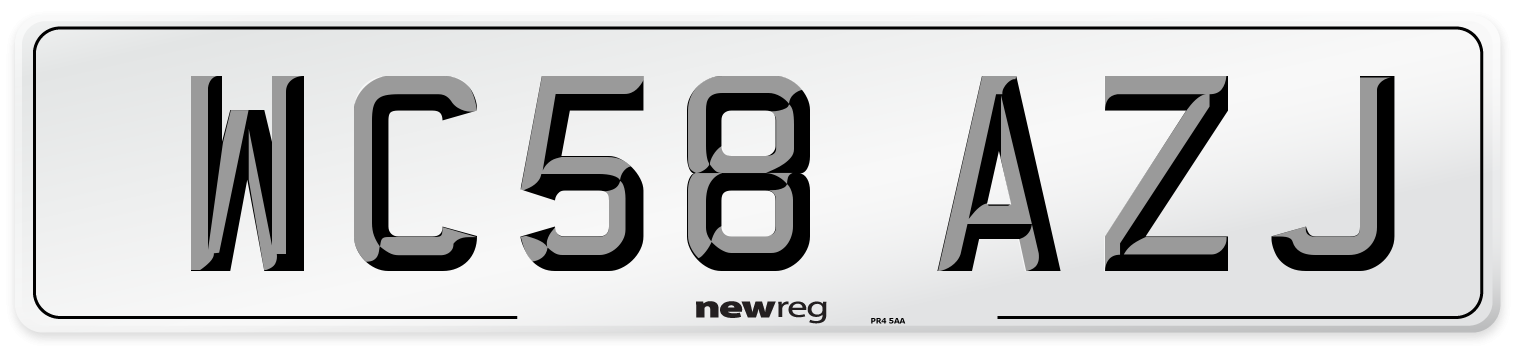 WC58 AZJ Number Plate from New Reg